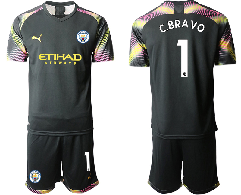 Men 2020-2021 club Manchester City goalkeeper black #1 Soccer Jerseys->->Soccer Club Jersey